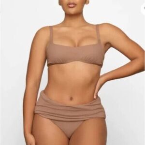SKIMS Scoop underwire Bralette & Sculpting Skirted bottom Bikini Set in Sienna